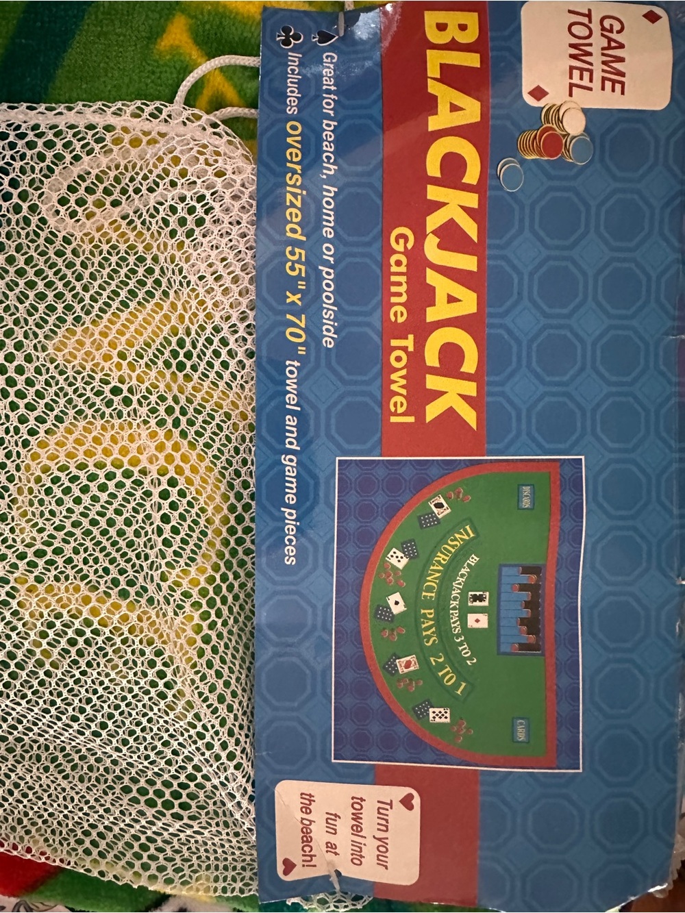 BLACKJACK Game Towel - Green Casino Play Mat by
